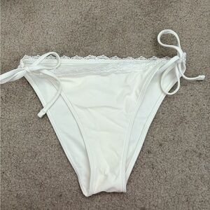 Hollister White Lace Trim Tie Bikini Bottom